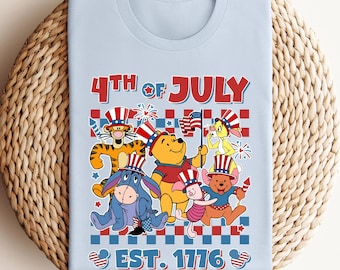 Winnie The Pooh 4th Of July Est 1776 Shirt, Pooh Bear Independence Day Shirt, Disney Patriotic Shirt, Freedom USA Flag Tee, Fourth of July