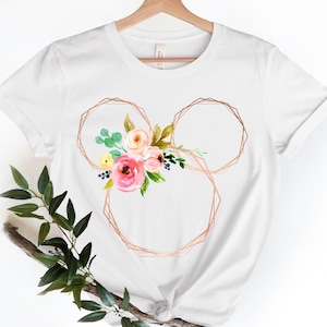 Disney Floral Shirt,  Disney Ears Shirt, Floral Disney Shirt, Mouse Flower Head, Mickey Mouse Tee, Flower Mickey Ear T-shirt, Garden Lover