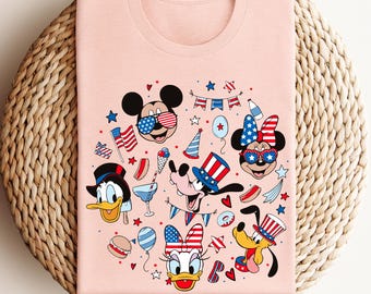 Mickey & Friends 4th of July Shirt, 4th of July Women Tee, Disney USA Flag Tee, Disney Friends American Trip, Independence Day Gifts Shirt