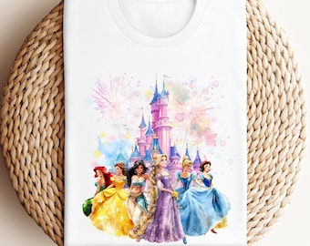 Watercolor Disney Princess Castle Shirt, Princess Gift Shirt, Princess Magical Castle Shirt, Magic Kingdom Girl Shirt, Disney Trip Group Tee