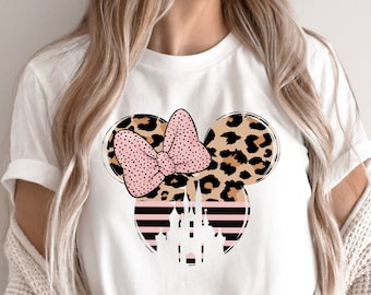Leopard Mouse Head, Disney Ear Shirt, Minnie Castle Shirt, Minnie Mouse Shirt, Disney Castle Shirt, Disneyland Shirt, Disney Girls Trip Tee