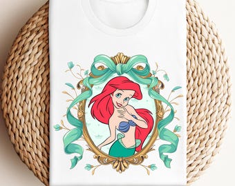 Disney Little Mermaid Bow Shirt, Disneyland Coquette Princess Ariel Shirt, Disney Bow Princess Shirt, Disney Character Girls Trip Shirt