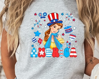 Princess Belle 4th Of July, America Vibes, American Freedom Tee,  Happy 4th of July, Fourth Of July, Disney Family, Independence Day