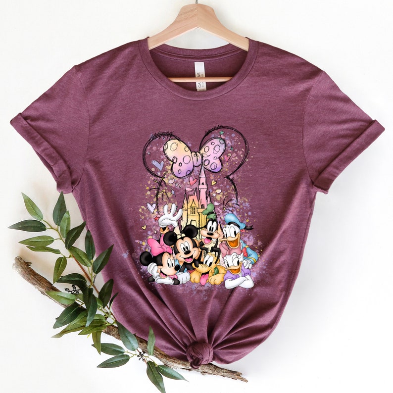 Disney Watercolor Castle Shirt, Mickey & Friends T-Shirt, Disney Characters, Minnie Ears Castle Shirt, Magic Kingdom, Disney Family Shirt image 4