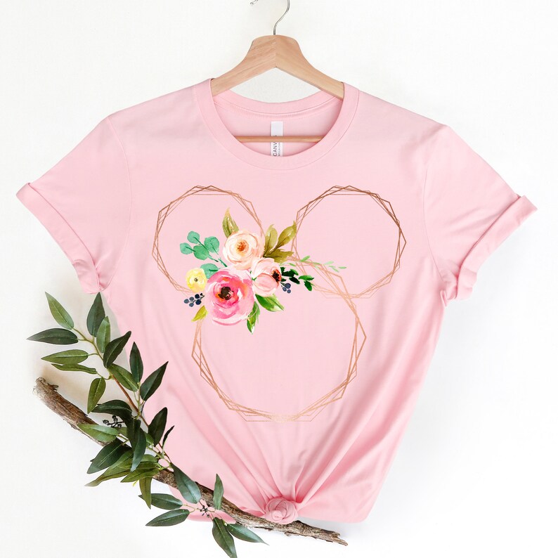 Disney Floral Shirt, Disney Ears Shirt, Floral Disney Shirt, Mouse Flower Head, Mickey Mouse Tee, Flower Mickey Ear T-shirt, Garden Lover immagine 3
