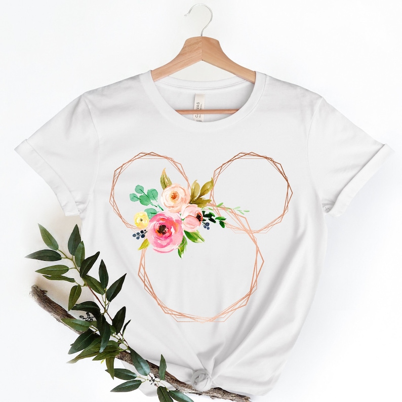 Disney Floral Shirt,  Disney Ears Shirt, Floral Disney Shirt, Mouse Flower Head, Mickey Mouse Tee, Flower Mickey Ear T-shirt, Garden Lover