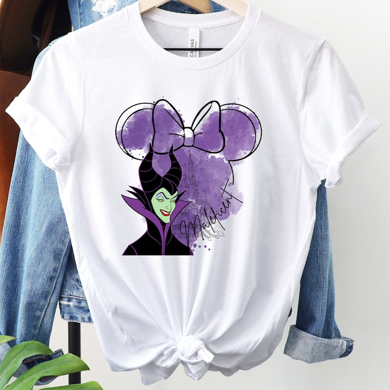 Disney Maleficent Castle Shirt, Maleficent Shirt, Minnie Mouse Ears Tee, Magic Kingdom Shirt, Watercolor Shirt, Disney Character Shirt