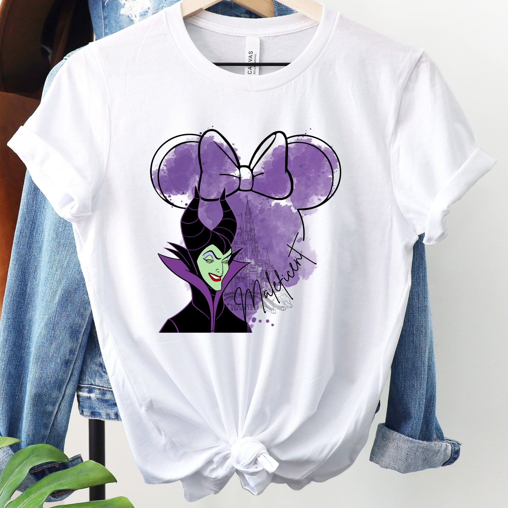 Disney Maleficent Castle Shirt, Maleficent Shirt, Minnie Mouse Ears Tee, Magic Kingdom Shirt, Watercolor Shirt, Disney Character Shirt