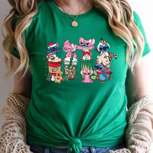 Stitch and Lilo Christmas Coffee Cups Shirt: Family Vacation Tee image 4