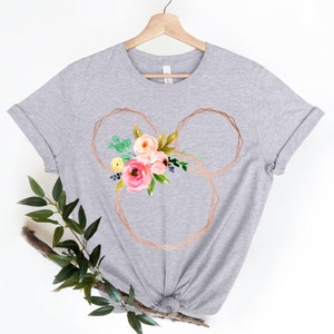 Disney Floral Shirt, Disney Ears Shirt, Floral Disney Shirt, Mouse Flower Head, Mickey Mouse Tee, Flower Mickey Ear T-shirt, Garden Lover immagine 2