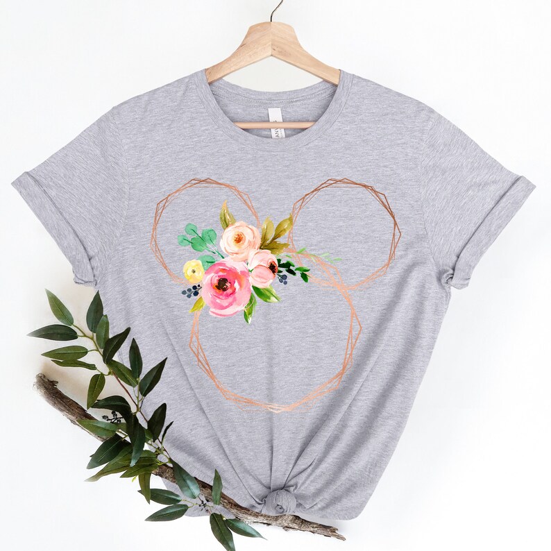 Disney Floral Shirt, Disney Ears Shirt, Floral Disney Shirt, Mouse Flower Head, Mickey Mouse Tee, Flower Mickey Ear T-shirt, Garden Lover immagine 2
