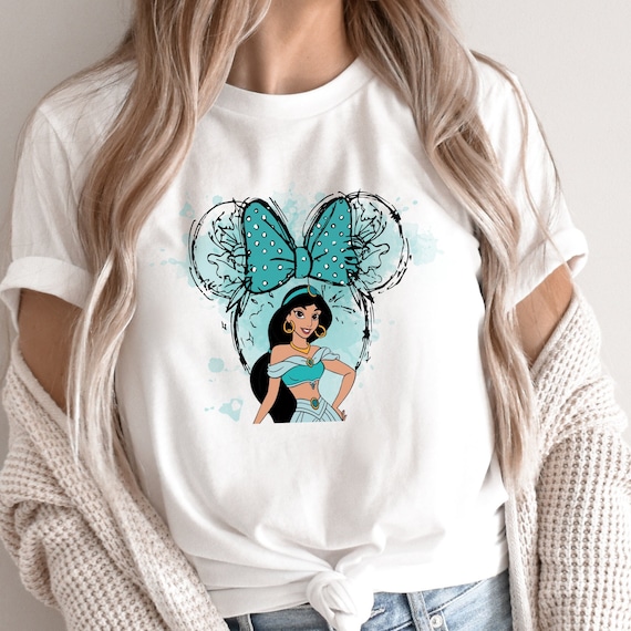 Princess Jasmine Shirt Disney Princess Shirt Disney Character Shirt Princess Girl Shirt Minnie Ears Tee Jasmine Tee Jasmine Watercolor Etsy