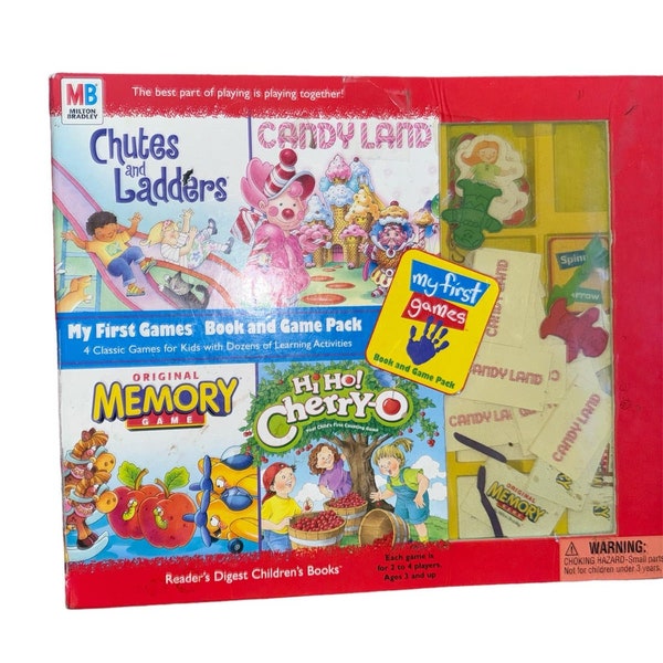 2001 My First Games Book and Game Pack Candy Land, Hi Ho Cherry O, Chutes Ladder ungeöffnet nur Kärtchen verschoben, innen wenig unbenutzt