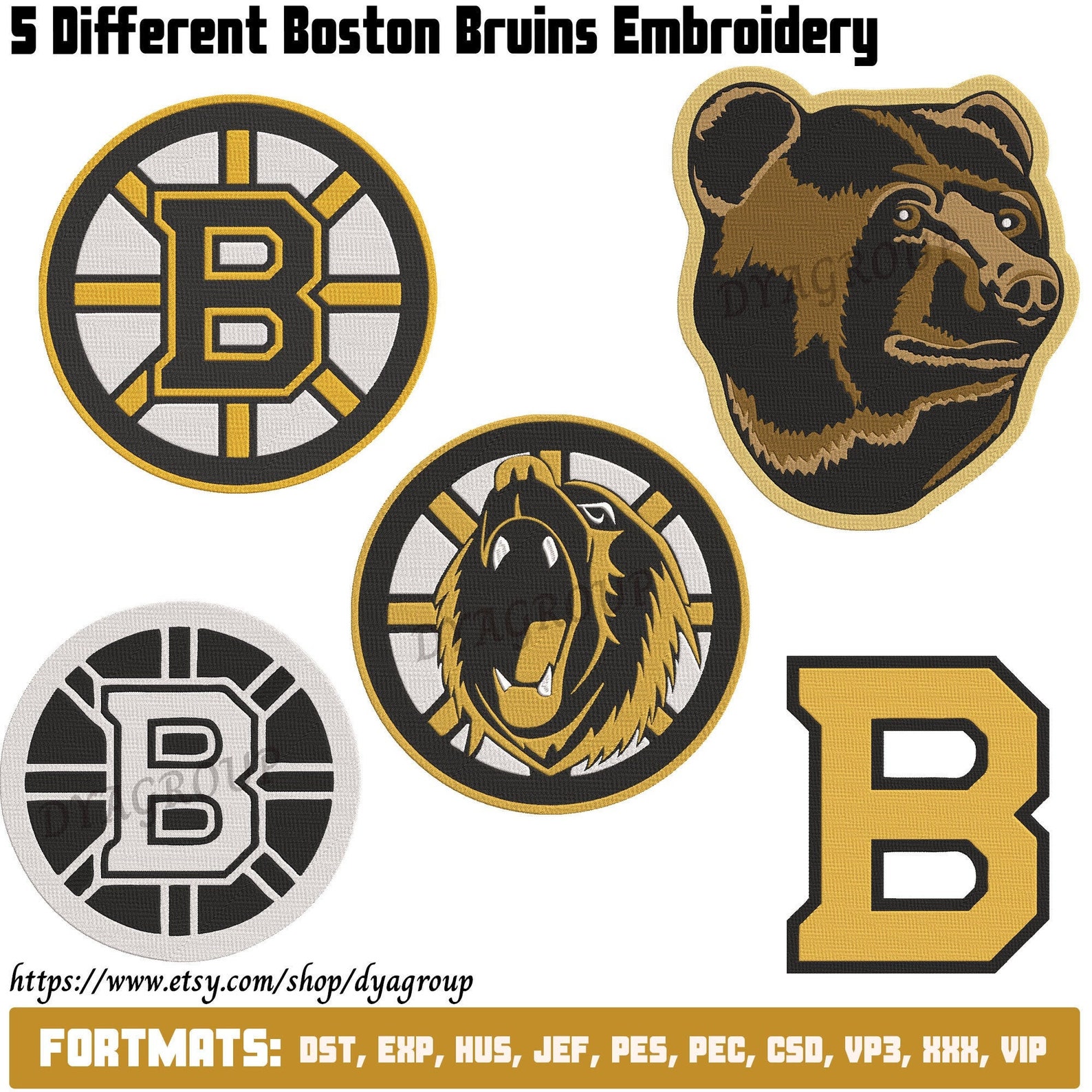 Boston Bruins Logo Embroidery Machine NHL Ice Hockey Etsy