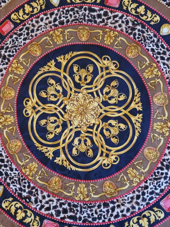 BASIL Scarf Vintage baroque Damask silk 86x88 cm … - image 3