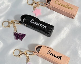 Personalised Lipstick holder key chain, Gift for her, Birthday gift for mom, Bridesmaid gift, Maid of Honour gift, Bag Charm, Key Fob