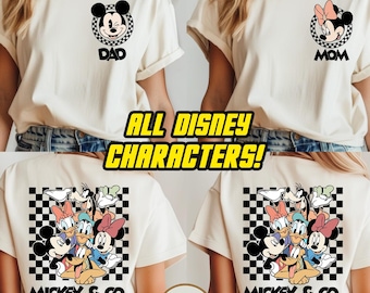 Retro Custom Mickey & Friends Shirt, Disney Vacation Shirt, Checkered Magic Kingdom Family Matching Trip Tee, Disney Family Vacation Shirt