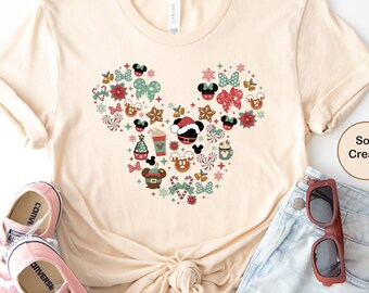 Chemise collations de Noël, chemise boissons de Noël, chemise de Noël tête de Mickey, chemise biscuits au gingembre, t-shirt de Noël Disney, équipe de Noël