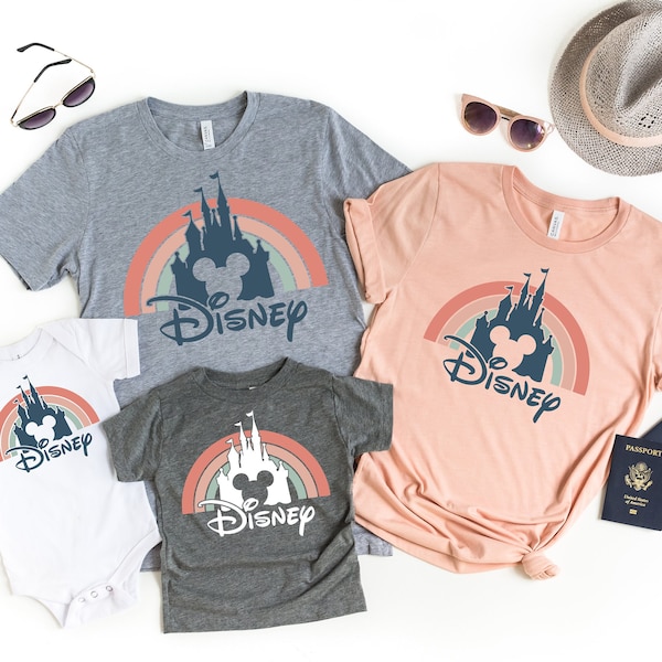 Disney Rainbow Castle Shirt, Disney Vintage Shirt, Disney Family Shirt, Disney Castle Shirt, Disney Retro, Disneyworld Matching,Disney Shirt