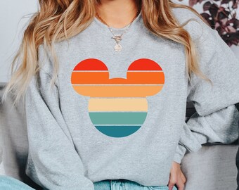 Retro Sunset Mickey Sweatshirt, Colorful Mickey Shirt, Matching Family Travel Shirt, Magic Kingdom Shirt, Disneyland, Disneyworld Sweatshirt