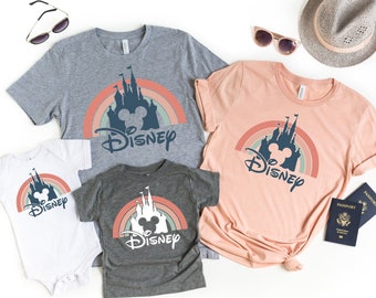 Disney Rainbow Castle Shirt, Disney Vintage Shirt, Disney Family Shirt, Disney Castle Shirt, Disney Retro, Disneyworld Matching,Disney Shirt