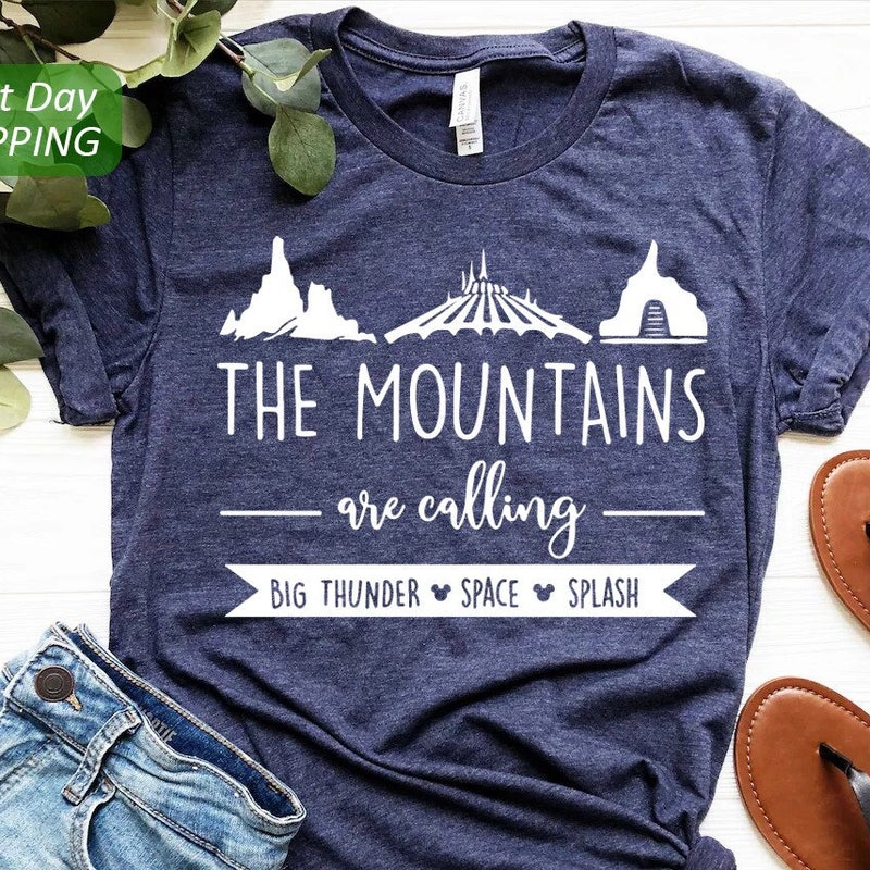 The Mountains Are Calling Flocked Tee, Blue Yonder