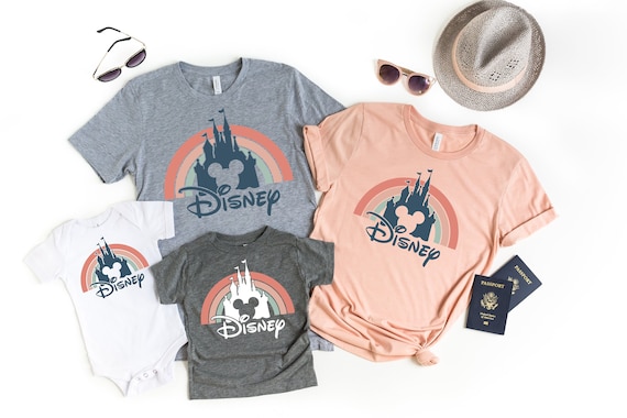 Disney Rainbow Castle Shirt, Disney Vintage Shirt, Disney Family Shirt, Disney Castle Shirt, Disney Retro, Disneyworld Matching,Disney Shirt