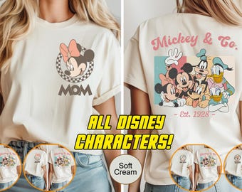 Retro Custom Mickey & Friends Shirt, Disney Vacation Shirt, Checkered Magic Kingdom Family Matching Trip Tee, WDW Front Back Custom Shirt