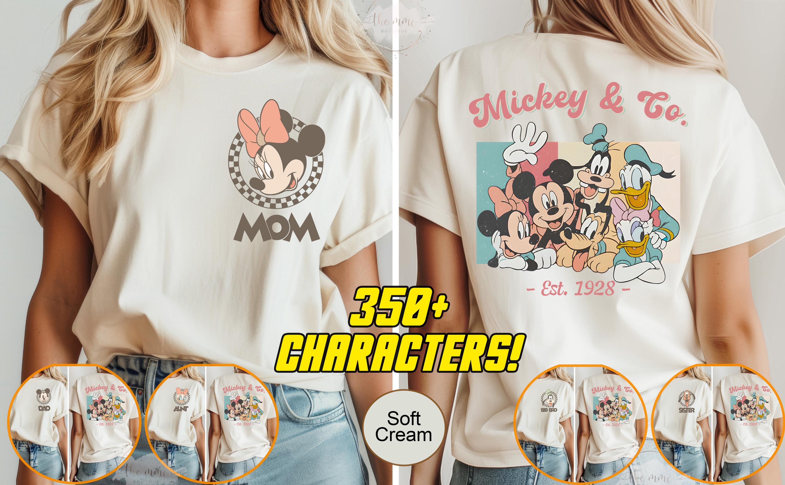 Retro Custom Mickey & Friends Shirt, Disney Vacation Shirt, Checkered Magic Kingdom Family Matching Trip Tee, WDW Front Back Custom Shirt