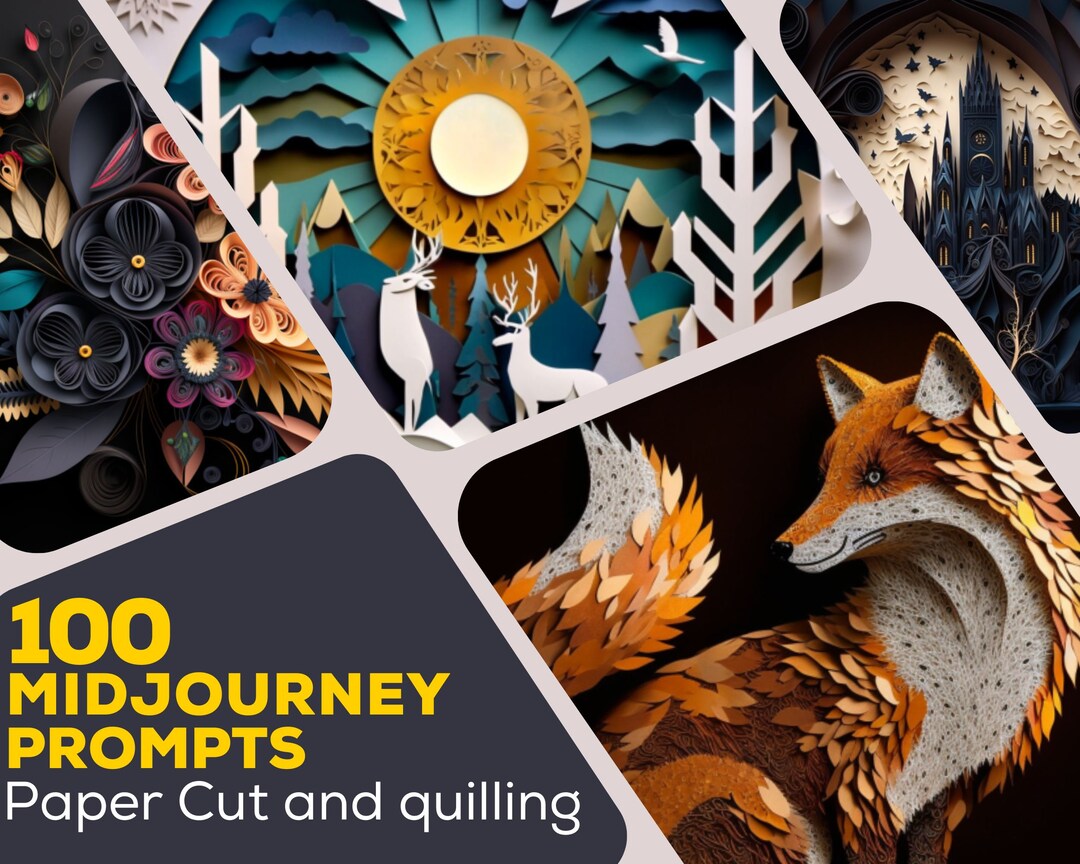 100 Midjourney Paper Cut and Paper Quelling Prompt Guide, AI Image