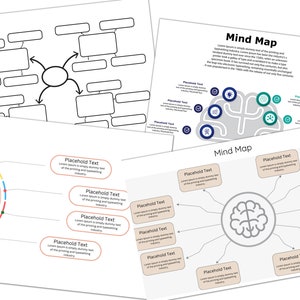 Mind Maps Digital Templates, Mind Map Canva Template, Mins Map Template ...