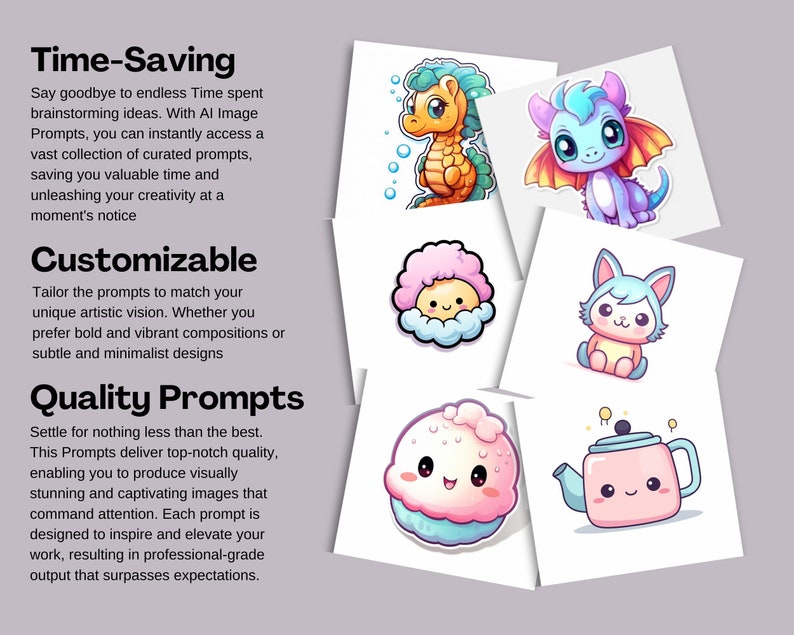 100 Kawaii Stickers Midjourney Prompts AI Cute Kawaii Stickers Ai