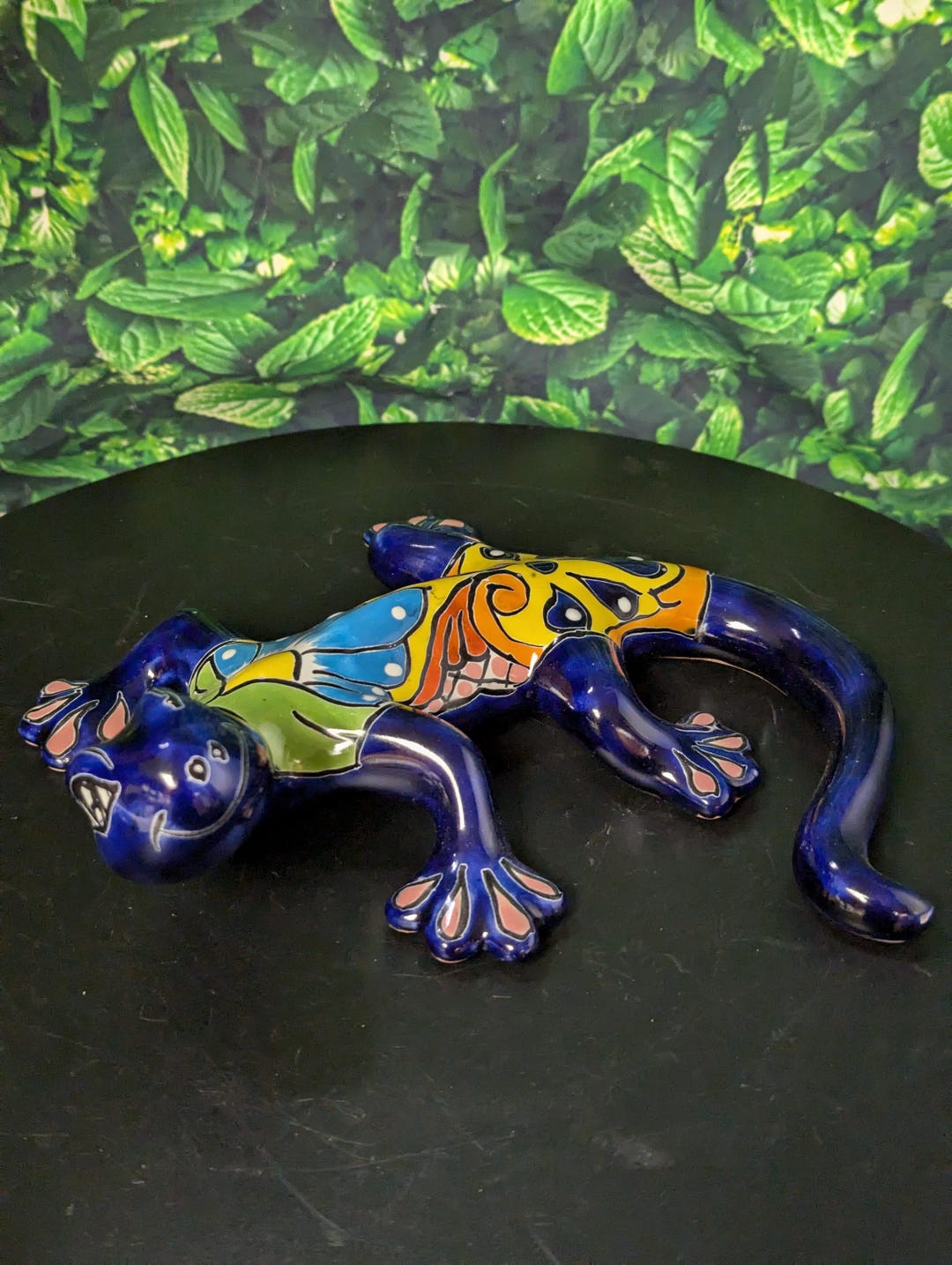 New Talavera Style Lizard Reptile Colorful Dark Light Blue Navy Pink ...