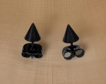Brand New Stainless Steel Black Cone Spike Stud Studs Jewelry Free Shipping