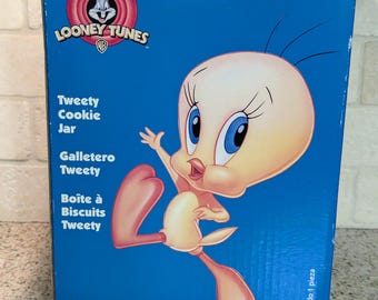 New in Box Vintage Tweety Bird Ceramic Cookie Jar Warner Brothers