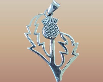 Colgante de cardo grande de plata de ley maciza 925 a estrenar, joyería con envío gratuito.