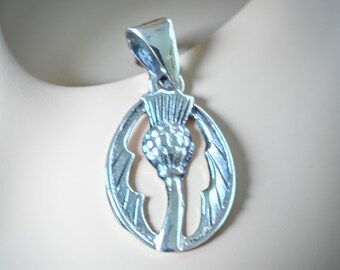 Colgante de cardo ovalado de plata de ley 925 maciza a estrenar, joyería con envío gratuito.