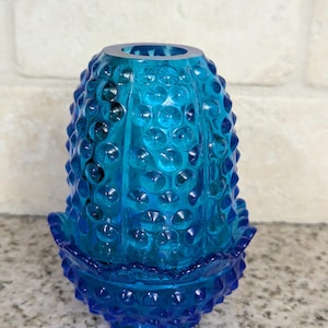 Very good vintage blue fenton hobnail hob nail fairy lamp free shipping