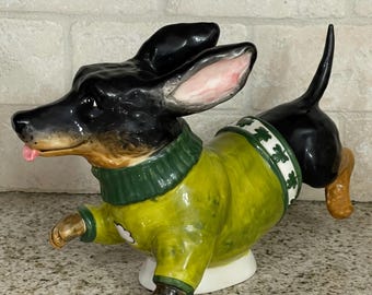 Figura de perro salchicha de San Patricio, suéter de trébol verde, sin caja, envío gratis
