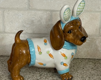 Figura de perro salchicha de San Valentín, nueva, sin caja, con zanahorias por todas partes, suéter blanco, envío gratis