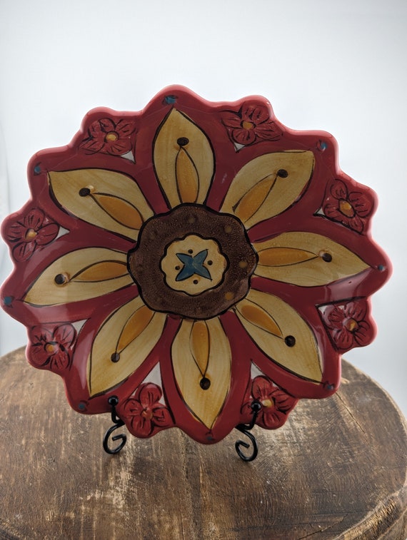 Excellent Condition Pier 1 Imports Carynthum 8 Flower Petal Shaped Dish Red Orange Yellow Green Free Shipping Etsy