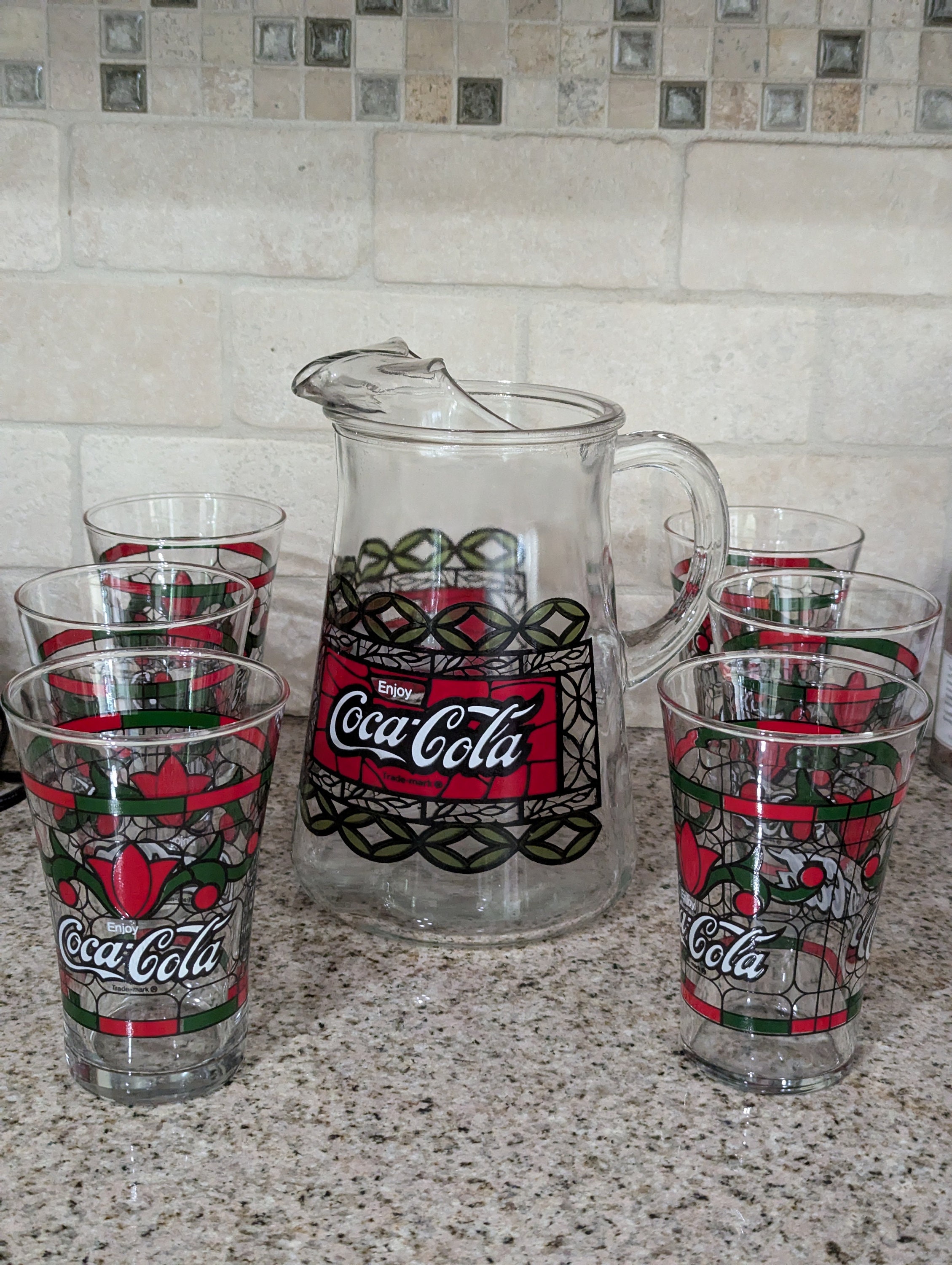 Excellent Condition Vintage Coca Cola Pitcher and 6 Glasses Coca-cola  Wicker Glass Holders Free Shipping - Etsy
