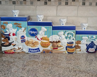 Pillsbury Doughboy Poppin Fresh Canister Collection/set of 4/circa