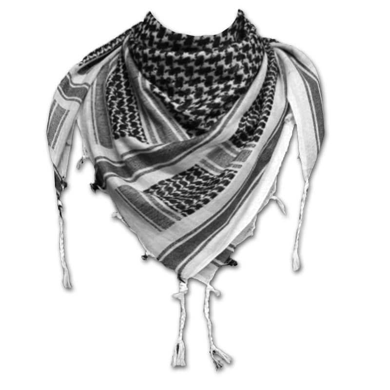 Striped Palestinian Scarf Keffiyeh with Small Palestinian Flag Tassel-Less Unisex