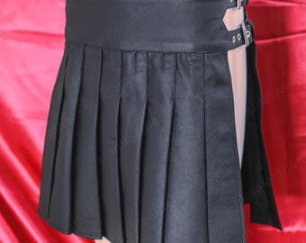 Handmade Black Leather Gladiator Kilt: Gothic Punk Style