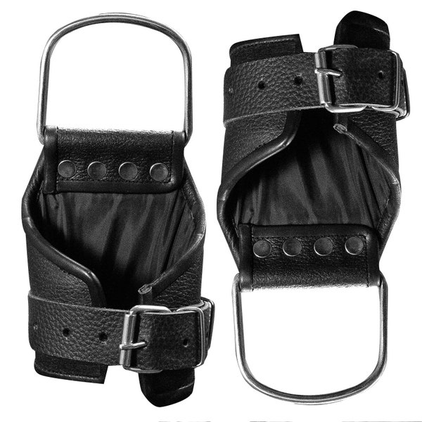 Real Leather Ankle Boot Cuffs – Suspension Restraint Set, 2 Pieces, Black By Leather Bond