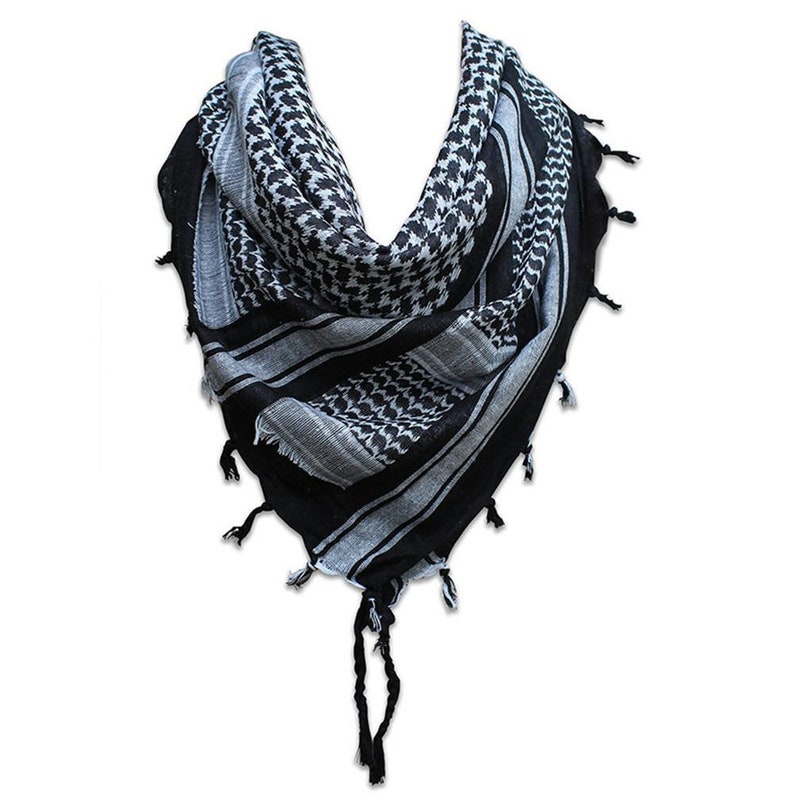 100% Cotton Tactical Military Army Arab Desert Shemagh Palestine Keffiyeh Scarf Tassel Shemagh Soft Head Scarf Wrap Unisex