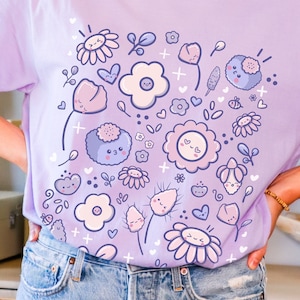 Wildflower Shirt, Wildflowers, Kawaii shirt, Cottage Core, Comfort Colors, Botanical Shirt, Back To School Tshirt, Kawaii Clothes,