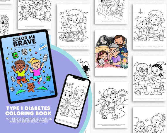 Type 1 Diabetes PDF Coloring Book, Personal Use License, T1d Mom, Diabetes Awareness, Diabetes Printable, Diabetes PDF