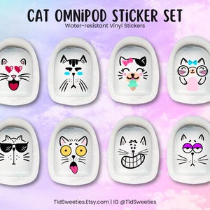 Set di adesivi Cat Omnipod, Omnipod, adesivi per diabete, mamma T1d, forniture per diabete, consapevolezza del diabete, T1d, diabetico, bambini T1d